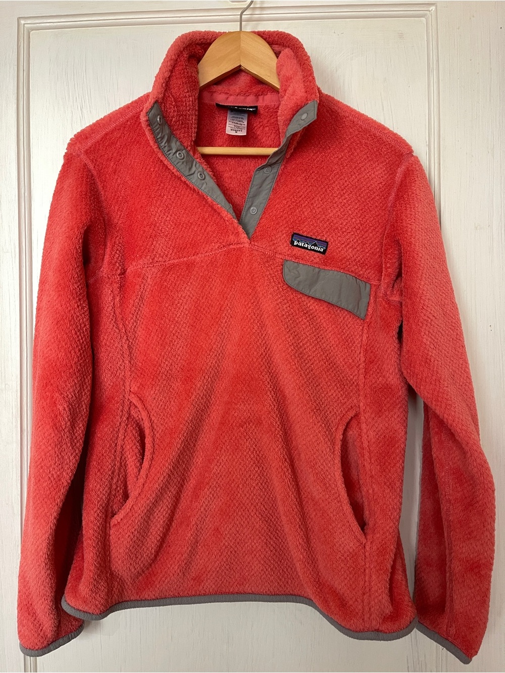 Patagonia Coral Crewneck Fleece with Gray Trim